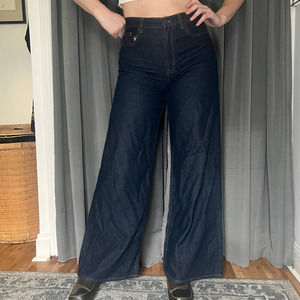 COS Dark Wash Wide Leg High Rise Full Length Jeans